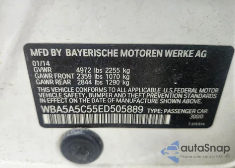 2014 BMW 528 z USA, uszkodzony, nr VIN WBA5A5C55ED505889